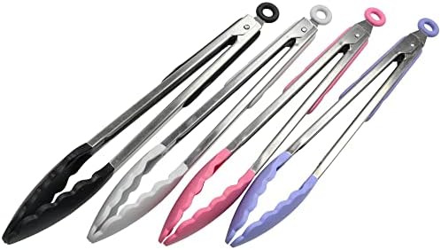 Chef Craft Premium Silicone Cooking Tongs, 12 inch, Black