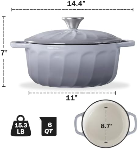 Enameled Cast Iron Dutch Oven Pot with Lid, 6 QT Large Dutch Oven