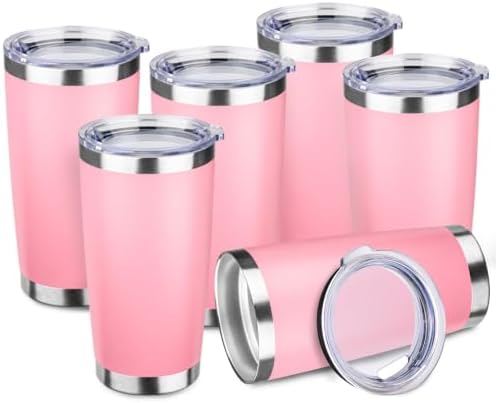 StarSpeed 6 Pack 20oz Stainless Steel Travel Coffee Tumbler,Light Pink
