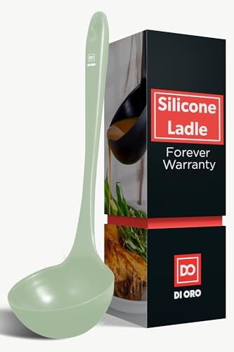DI ORO Silicone Ladle - Soup & Serving, 600F Heat Resistant, Sage