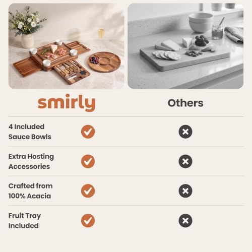 SMIRLY Charcuterie Boards Set, Large Cheese Board Set, Acacia
