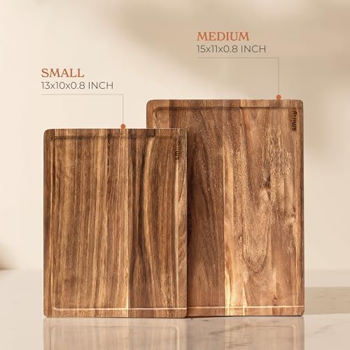SMIRLY Acacia Wood Cutting Board - 2 Pack Cutting Boards for Kitchen