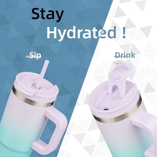 Konokyo 30 oz Insulated Tumbler Water Bottle with Handle, Straw Lid