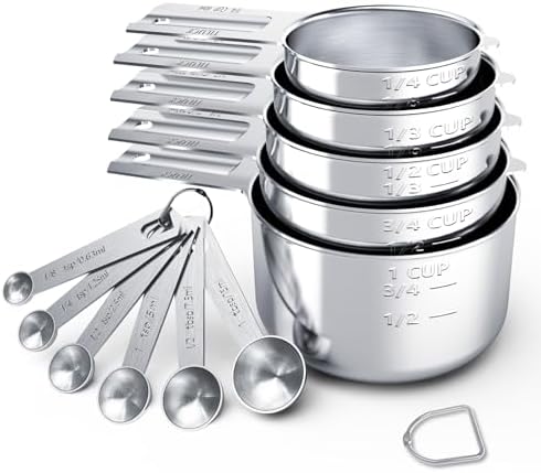 TILUCK Stainless Steel Measuring Cups & Spoons Set, Cups and Spoons