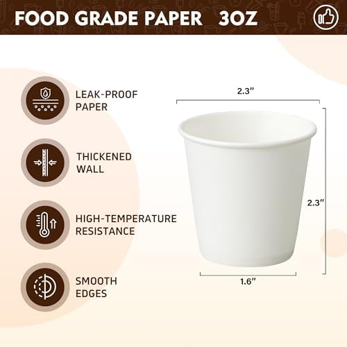 YEEHAW 3 oz 300 Pack Small White Disposable Paper Cups