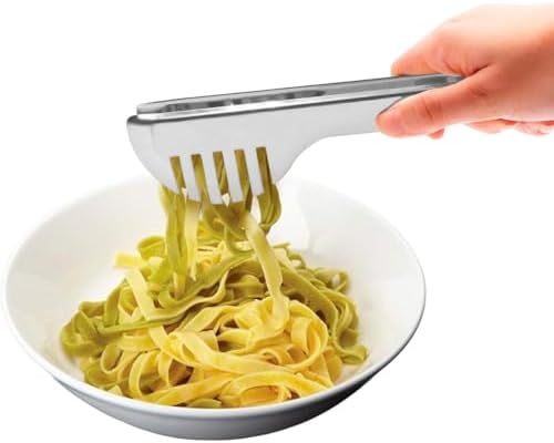2-Pack Stainless Steel Sliver Salad Tongs, Non-slip & Easy Grip Smart Locking Clip Handy Utensil for Cooking, Serving, Barbecue, Buffet, Salad, Ice, Oven (9.5 Inch)