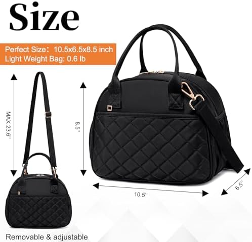 BTOOP Lunch Box for Women, Quilted Insulated Lunch Bag with Shoulder Strap