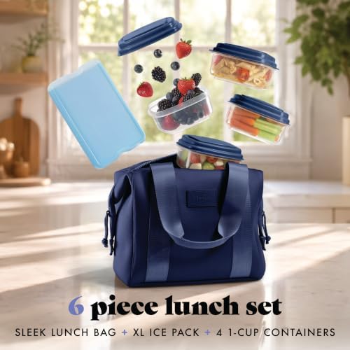 Fit & Fresh Remi Neoprene Lunch Bag for Women w/Ice Pack & Containers