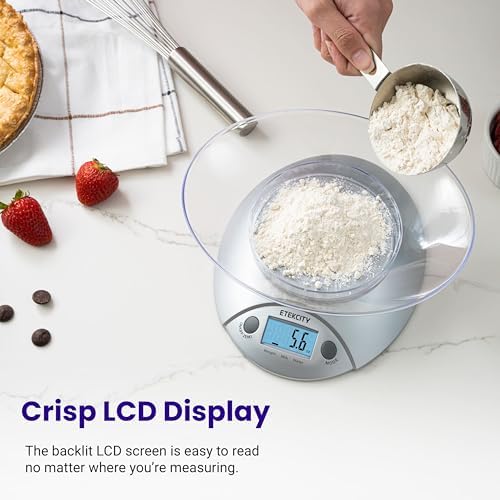 Etekcity Food Kitchen Scale with Bowl, 11lb/5kg, Grams and Ounces