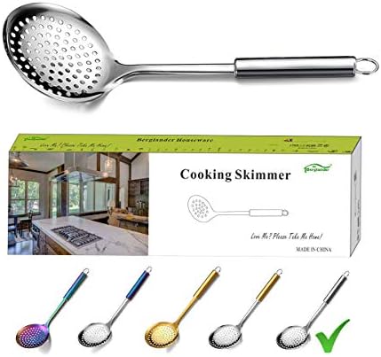 Berglander Stainless Steel Cooking Skimmer - Slotted Spoon for Straining, Ideal for Kitchen Use