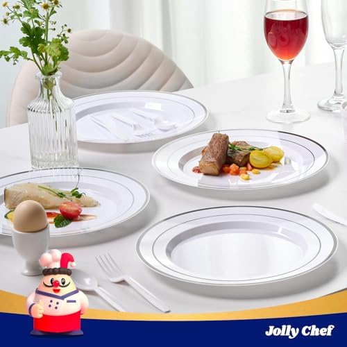 100PCS Plastic Plates 10 Inch Heavy Duty Disposable Plates for Everyday Use