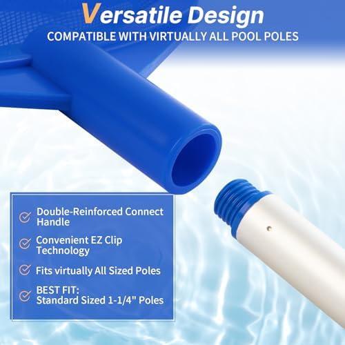 Pool Skimmer Net, 26" Aluminum Pole, Ultra Fine Mesh for Leaves & Debris