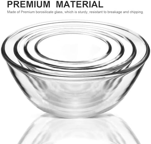M MCIRCO 4 Packs Glass Mixing Bowls with Lids Set, 0.8/1.7/2.9/4.8 Qt