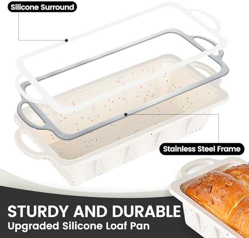 Vinino 2 Pack XLarge Nonstick Silicone Loaf Pans 12.5 x 5.5'' for Baking