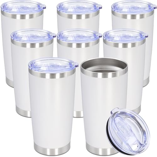 20oz Tumbler Stainless Steel Tumbler Coffee Tumbler with Lid White, 8P