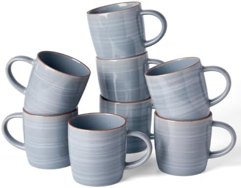 famiware Coffee Mugs Set of 8, Meteor 13 oz Ceramic Mug Cup Set with Handle