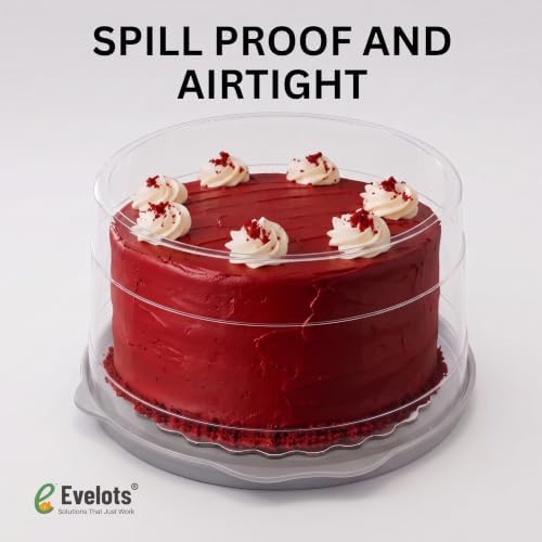 Evelots 2-Pack 12-Inch Airtight Cake Container with Lid - Portable Carrier for Pies, Cakes, Cupcakes & More - BPA-Free Clear Plastic - Secure & Easy Transport