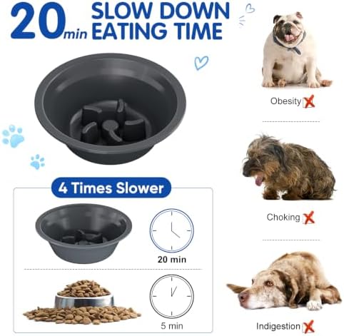 XIAZ Elevated Dog Bowls Large Breed Raised Dogs Bowl Stand Large/Medium Sized Dog Slow Feeder Dogs Bowls Food Water Stands 5 Heights Adjustable 9/11/12/14in Pet Feeder Dish Station