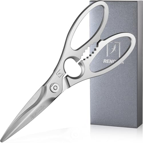 Kitchen Scissors Heavy Duty Ultra Sharp Multi-Purpose Kitchen Shears Stainless Steel Micro-Serrated Detachable Food Scissors for Chicken Poultry Meat Fish Herbs with Non-Slip Safe Grip