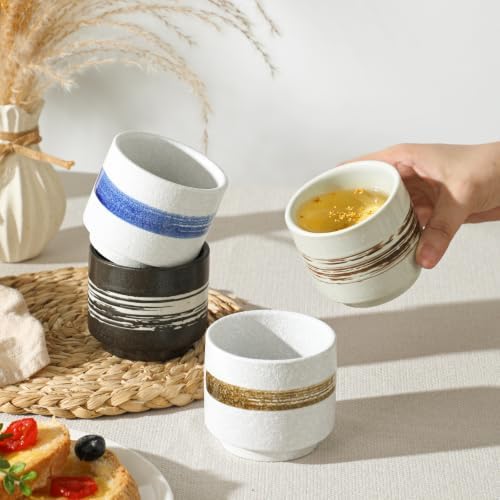 Ceramic Tea Cup Set, Japanese Tea Cups(4 Pack), Small Tea Cups,Macha Cups,Cups for Tea and Coffee