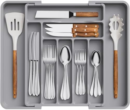 Lifewit Expandable Silverware Drawer Organizer, Kitchen Utensil Tray