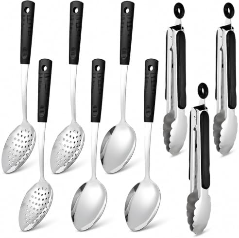 Buffet Serving Utensils Set, 9-Piece with Serving Spoons & Tongs