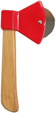 Axe Pizza Cutter with Bamboo Handle and Sharp Rotating Blade - Thacher's Nook