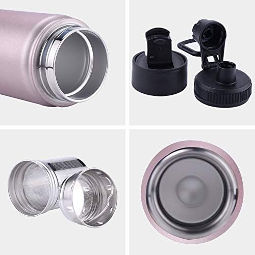 Sivaphe Infuser Travel Mug with Removable loose leaf Tea Strainer Tea Filter Water Bottle 18/8 Stainless Steel Insulated Tumbler for Women Rosegold