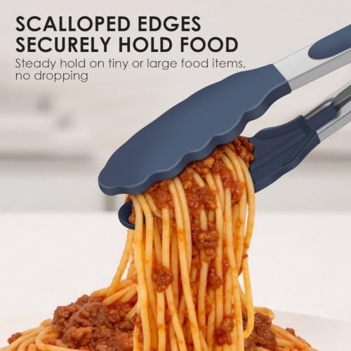 HOTEC Stainless Steel Kitchen Tongs with Silicone Tips, Set of 3-7",9" &12"