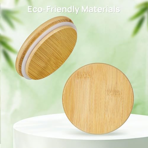 Vtopmart 74oz/27oz/20oz Glass Food Jars with Airtight Bamboo Lids, 3 Pack
