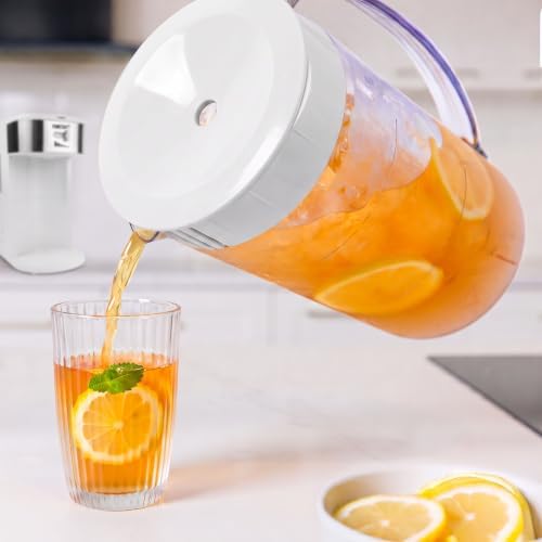 HomeCraft 3-Quart White Stainless Steel Café' Iced Tea And Iced Coffee Brewing System, 12 Cups, Strength Selector & Infuser Chamber, Perfect For Lattes, Lemonade, Flavored Water, Large Pitcher