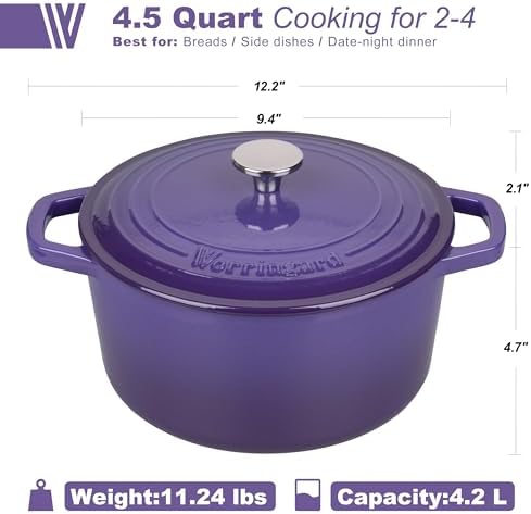VORRINGARD Enameled Cast Iron Dutch Oven Pot with Lid, for Bread Baking, Round Bread Oven- include Sourdough Bread Baking Supplies Set, 4.5QT, Purple