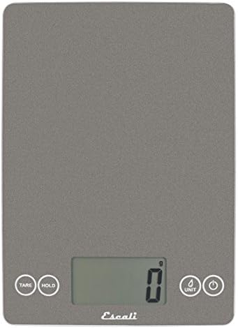 Escali Arti Glass Food Scale Digital Countertop Kitchen, Baking and Cooking Scale with Nutrition and Calorie Counter, 15-Pound Capacity, 9" x 6.5" x .75", Gray Storm