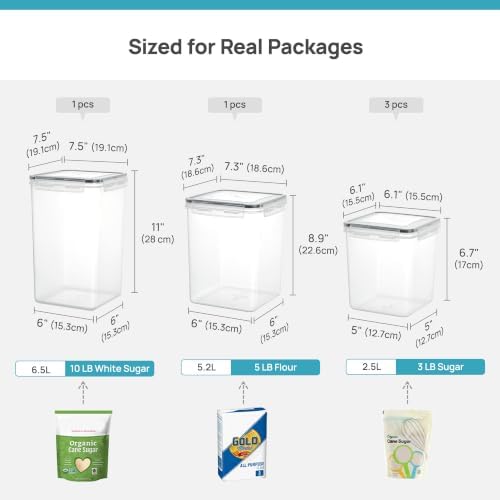Vtopmart 5 PCS Flour and Sugar Storage Container Sets for Regular Bakers