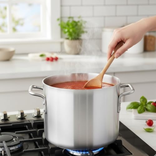 TrueCraftware- 8 qt. Heavy-Duty Aluminum Stock Pot with Riveted Handle 6mm Thickness-Multipurpose Pot Cookware Large Stockpot For Cooking Simmering Soup Stock Home Kitchen