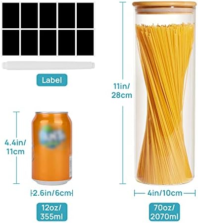 Vtopmart 70oz Glass Food Storage Jars with Airtight Bamboo Lids, 3 Pack
