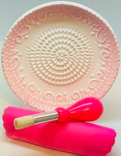 BonCera, Premium Ceramic Garlic Grater Plate Set - Pink Embossed