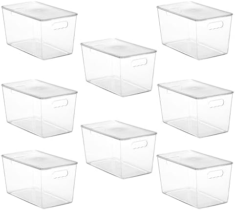 Vtopmart 8 Pack Clear Stackable Storage Bins with Lids and Handles, XLarge