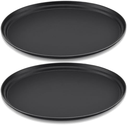 FillTouch 2 Pcs Restaurant Serving Trays Oval, 25 x 20 Inch, Black