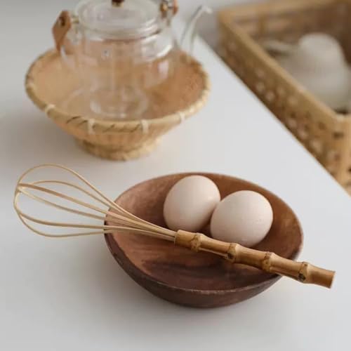 Handmade Bamboo Whisk, Uncoated Wooden Whisk Set for Cooking