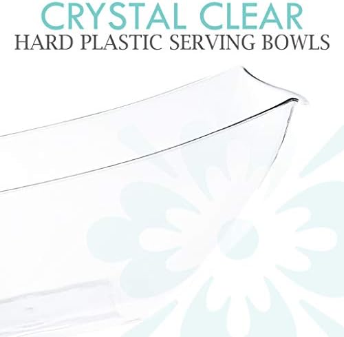 PLASTICPRO Disposable 128 ounce Square Serving Bowls, Party Snack or Salad Bowl, Extra Large Plastic Crystal Clear Pack of 4