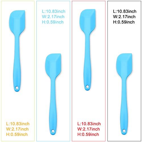 4-Piece Silicone Spatula Set with Stainless Steel Core, Blue