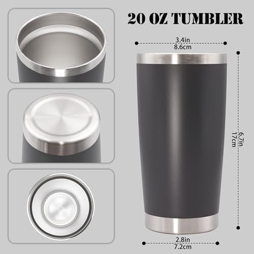 20 oz Tumbler Insulated Tumblers Stainless Steel Coffee Mug,Grey 1PCS
