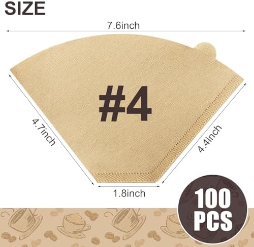 100 Count #4 Cone Coffee Filters 8-12 Cup Compatible with Ninja Maker