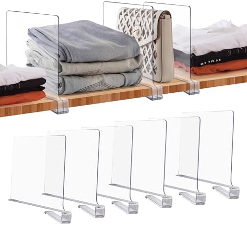 Clear Acrylic Shelf Dividers for Closets Organizer & Storage,6 Pack