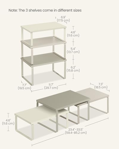 SONGMICS Cabinet Organizer Shelf, Set of 3 Spice Rack, Kitchen Storage