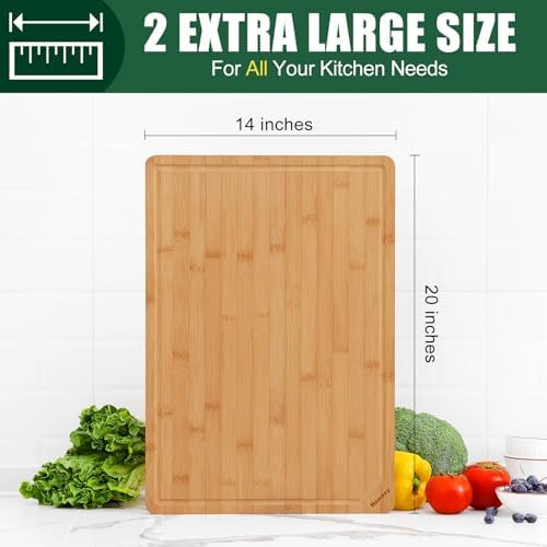 Homaxy 2XL Organic Bamboo Cutting Boards for Kitchen, 20"x14"