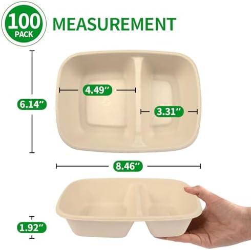 bloomoon 2 Compartment Paper Bowls 100 Pack for Chip and Dip