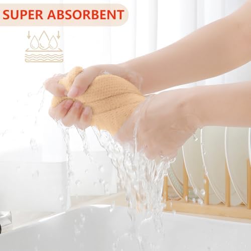 Homaxy 100% Cotton Waffle Weave Kitchen Dish Cloths 6-Pack, Apricot
