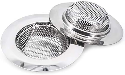 Kitchen Sink Strainer Stainless Steel Sink Strainer with Large Wide Rim 4.5" for Mesh Sink Strainer, Bathroom, Slop, Laundry, RV, Lavatory, Large (Pack of 2)